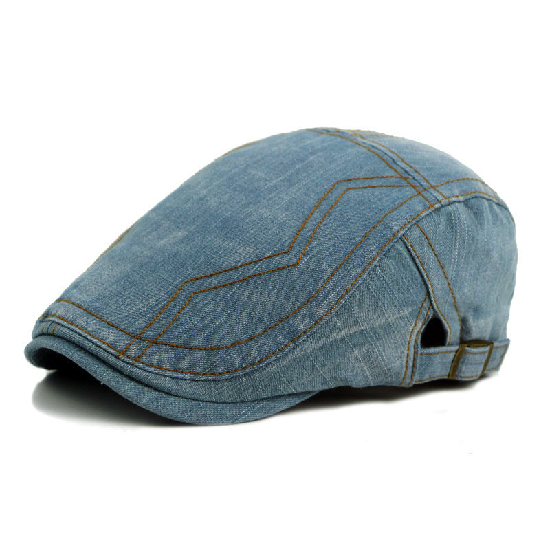 Casquette Plate en Denim Structuré