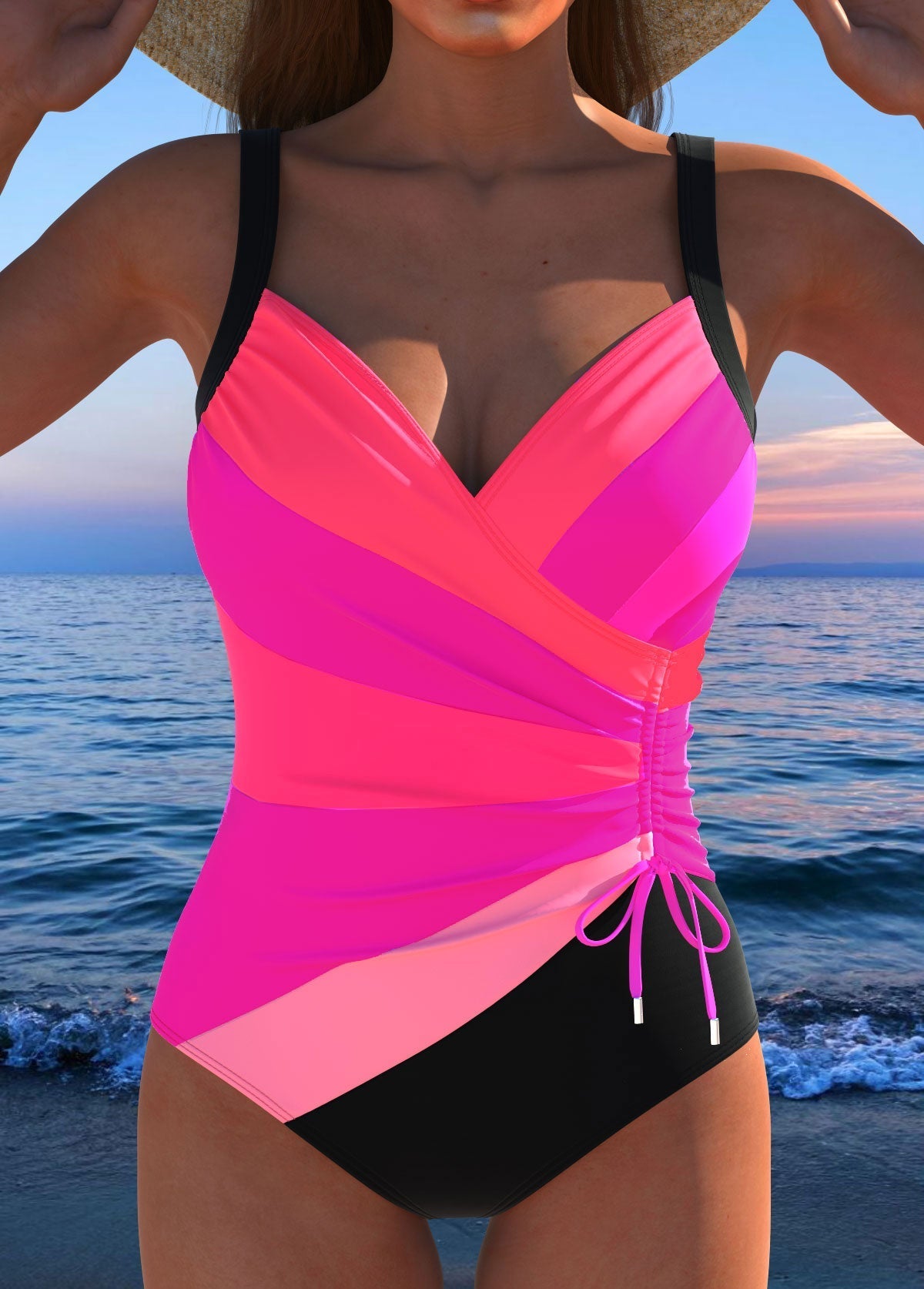 Maillot De Bain Une Pièce Croisé Imprimé