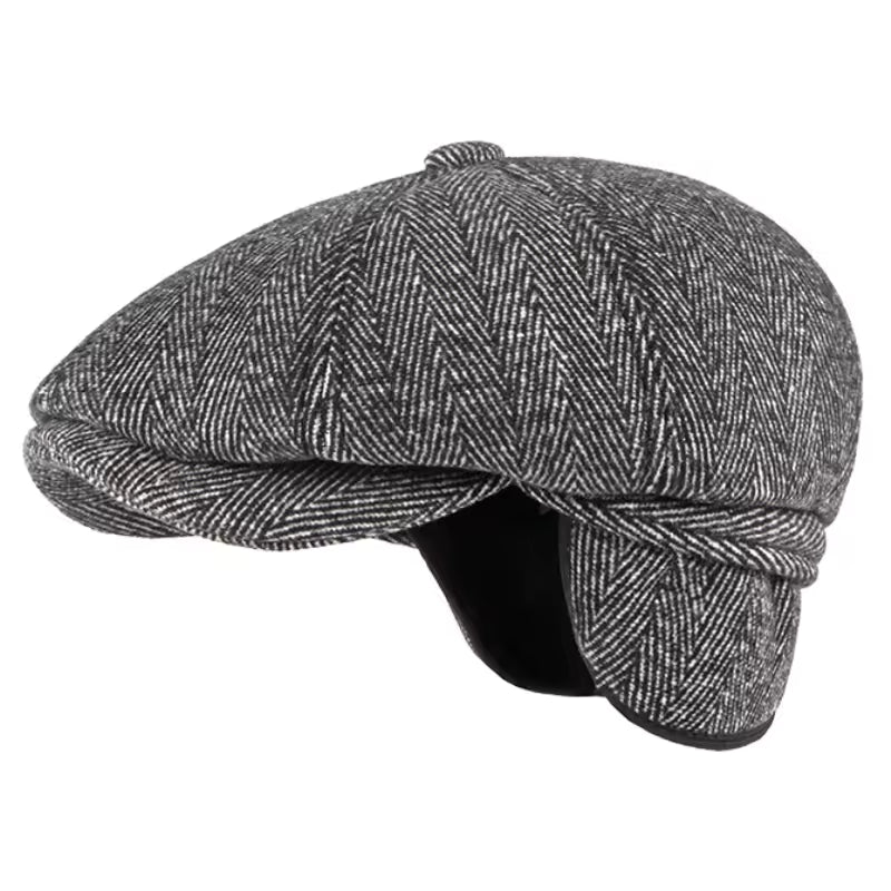 Casquette d’Hiver à Oreillettes en Laine Chevron