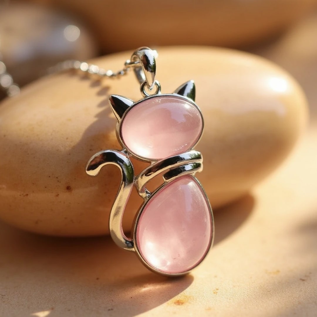Féline™ | Pendentif Chat en Pierre Naturelle
