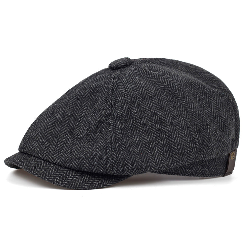 Casquette Plate en Laine Marron Classique
