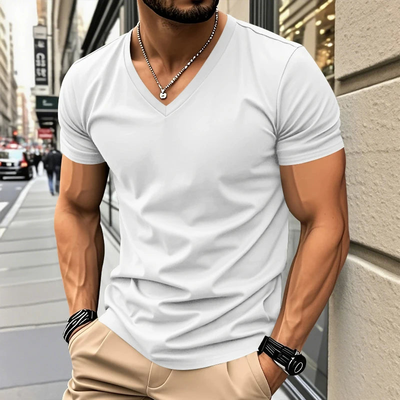 Jean™ | T-Shirt d'Été Moderne à Col V pour Homme