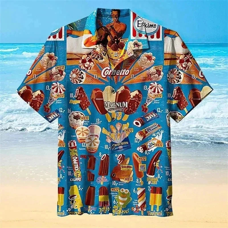 Jean™ | Chemise Hawaïenne d'Été à Imprimé Glaces Colorées