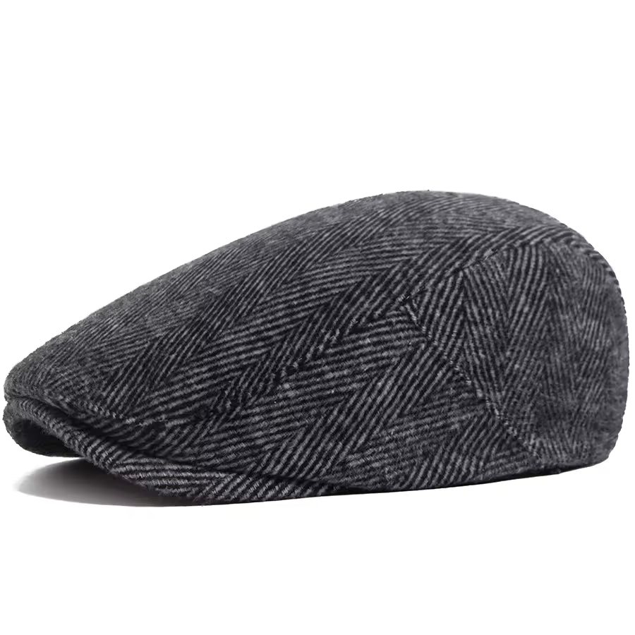 Casquette Plate en Laine à Chevrons Traditionnels