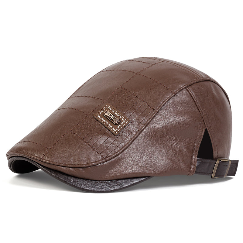 Casquette en cuir matelassé