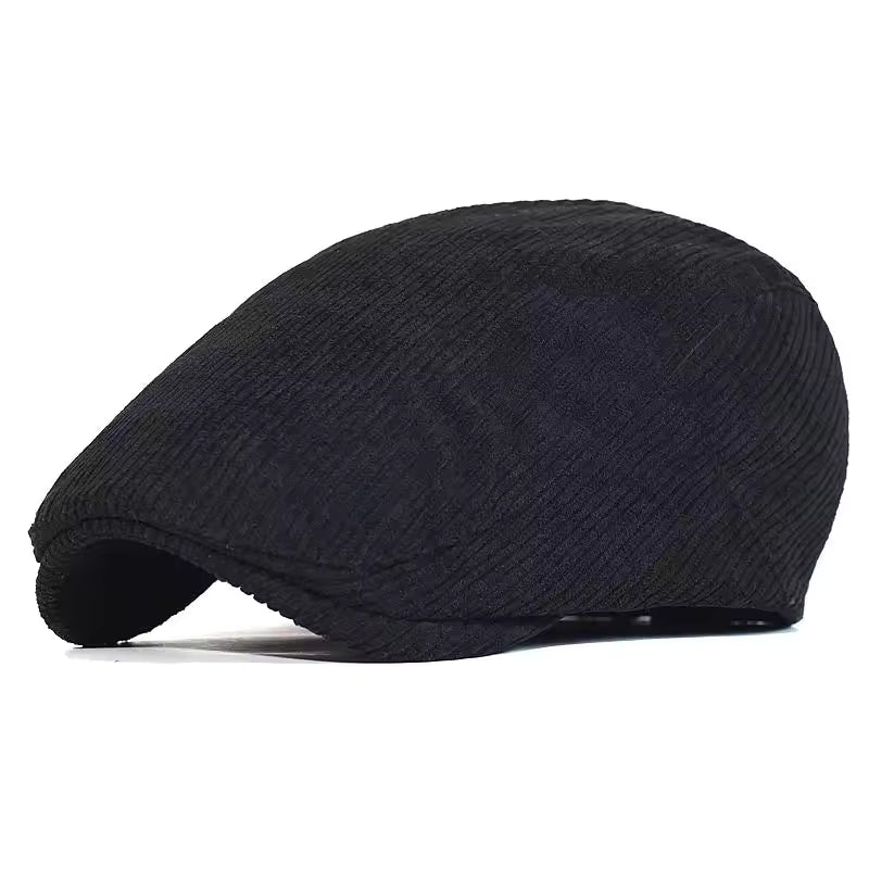 Casquette Plate en Velours Côtelé Épais