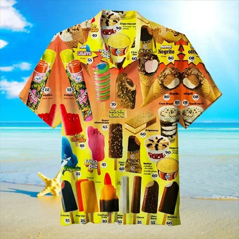 Jean™ | Chemise Hawaïenne d'Été à Imprimé Glaces Colorées