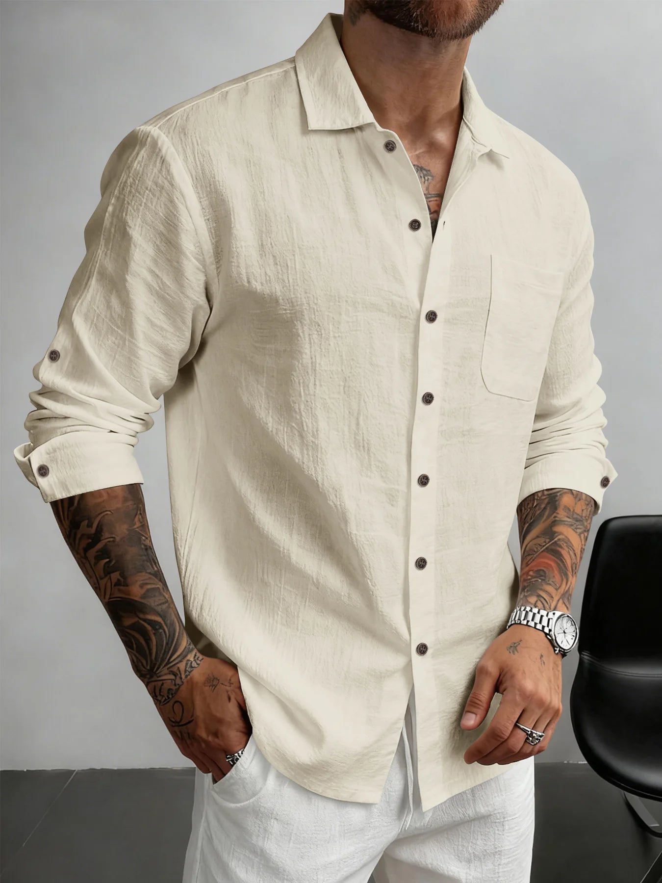 Phillippe™ | Chemise Homme Décontractée en Tissu Respirant