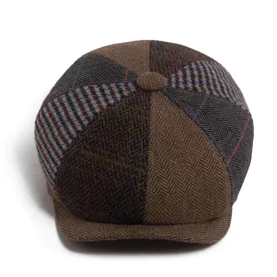Casquette Plate en Patchwork de Laine Authentique