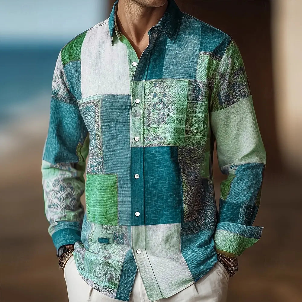 Jean et Marcel™ | Chemise Homme Vintage Patchwork à Manches Longues