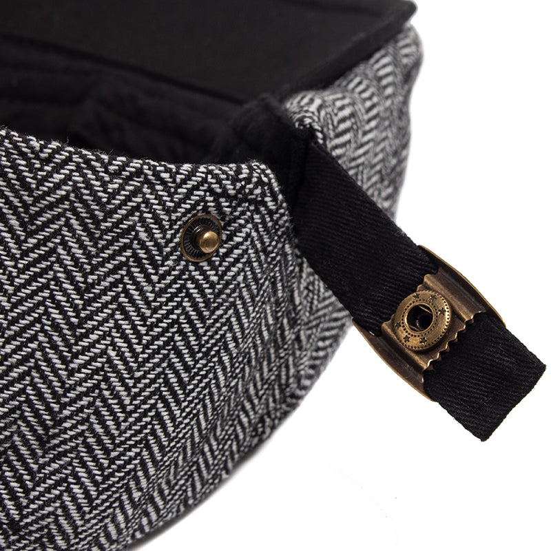 Casquette Plate en Laine à Chevrons