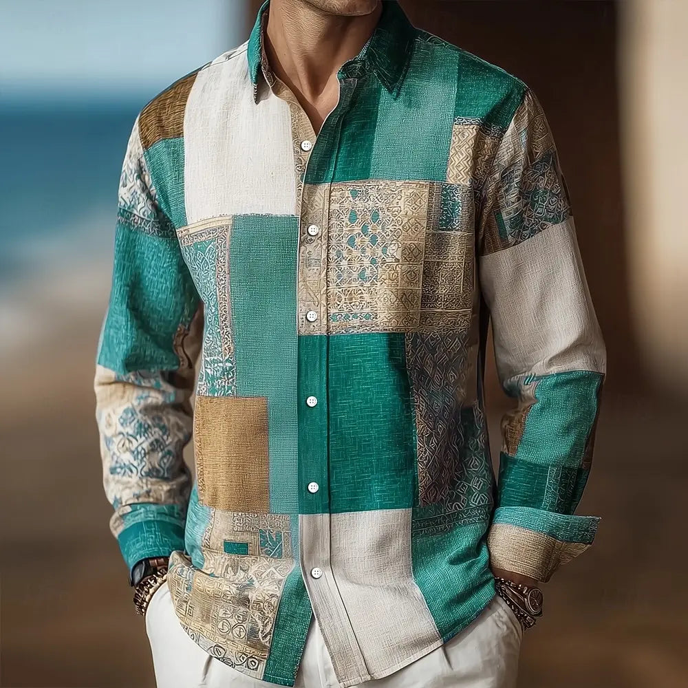 Jean et Marcel™ | Chemise Homme Vintage Patchwork à Manches Longues