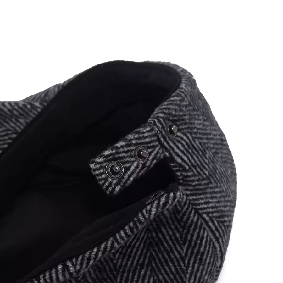 Casquette Plate en Laine à Chevrons Traditionnels