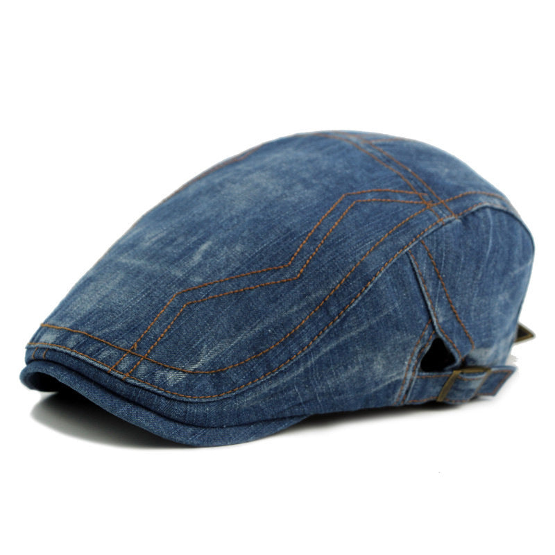 Casquette Plate en Denim Structuré