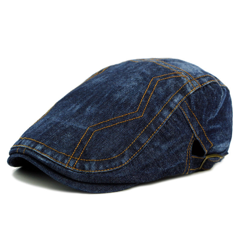 Casquette Plate en Denim Structuré