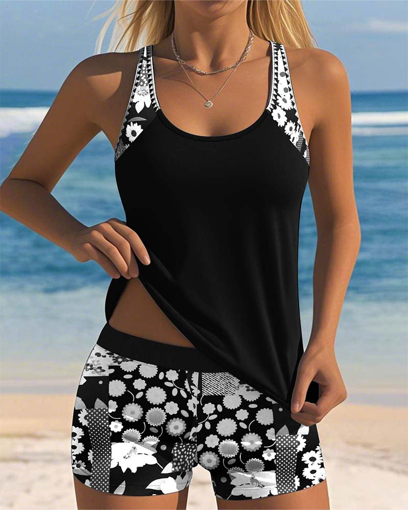 Tankini Débardeur avec Short Imprimé