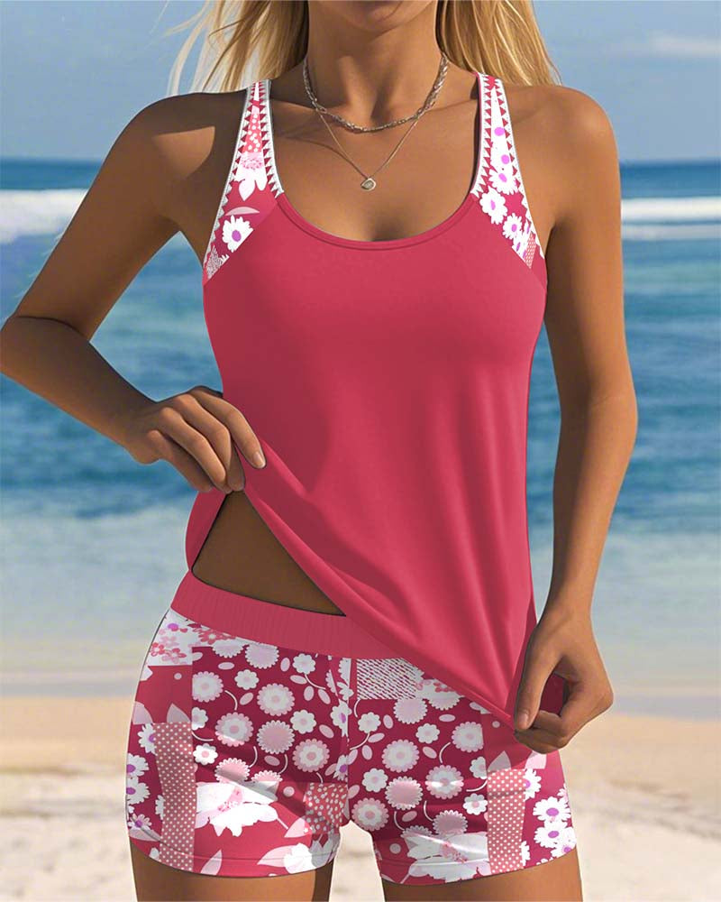 Tankini Débardeur avec Short Imprimé