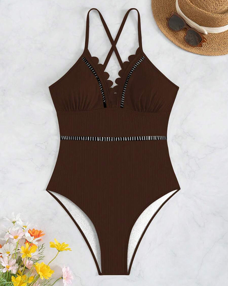 Maillot de Bain Monopiece Uni Sexy Creux