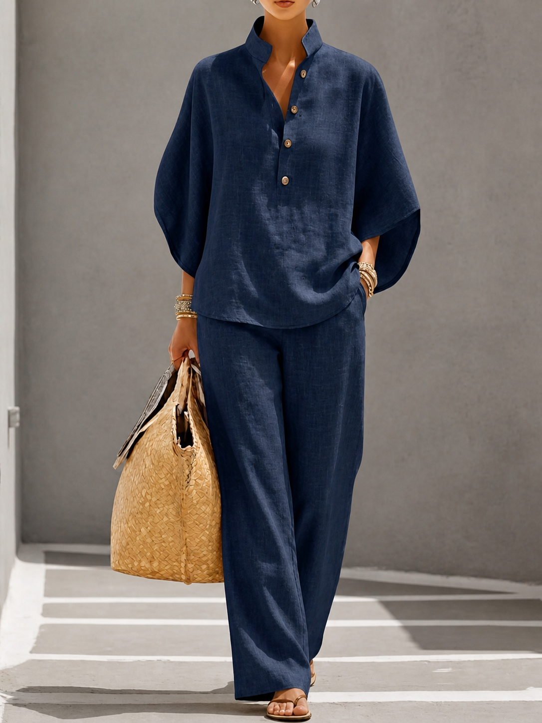 Élise™ | Ensemble Deux Pièces en Coton et Lin – Élégance Intemporelle