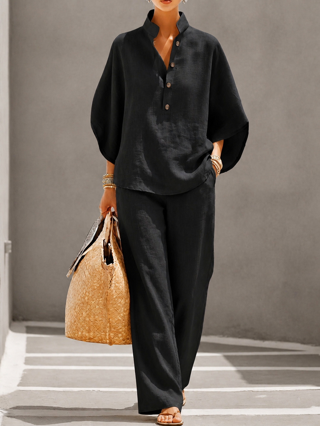 Élise™ | Ensemble Deux Pièces en Coton et Lin – Élégance Intemporelle