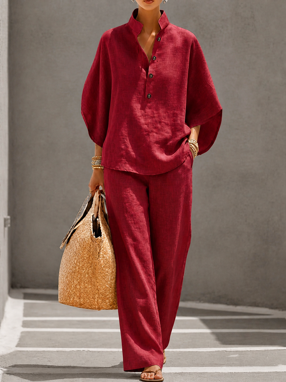 Élise™ | Ensemble Deux Pièces en Coton et Lin – Élégance Intemporelle