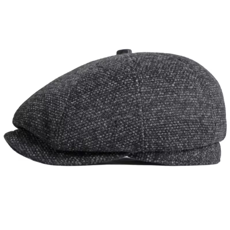 Casquette Plate d’Hiver en Laine Épaisse