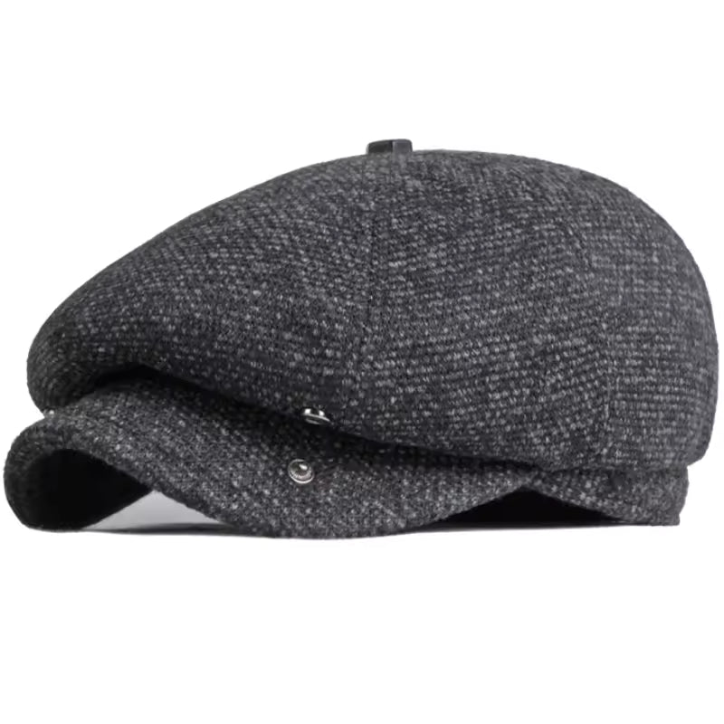 Casquette Plate d’Hiver en Laine Épaisse