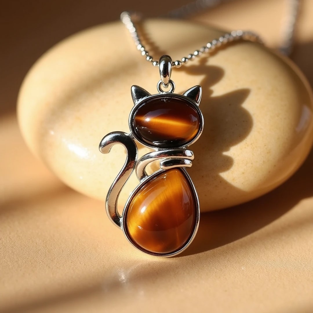 Féline™ | Pendentif Chat en Pierre Naturelle