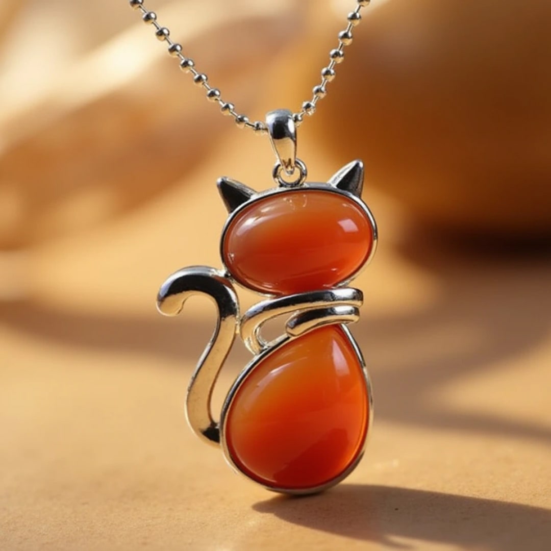 Féline™ | Pendentif Chat en Pierre Naturelle