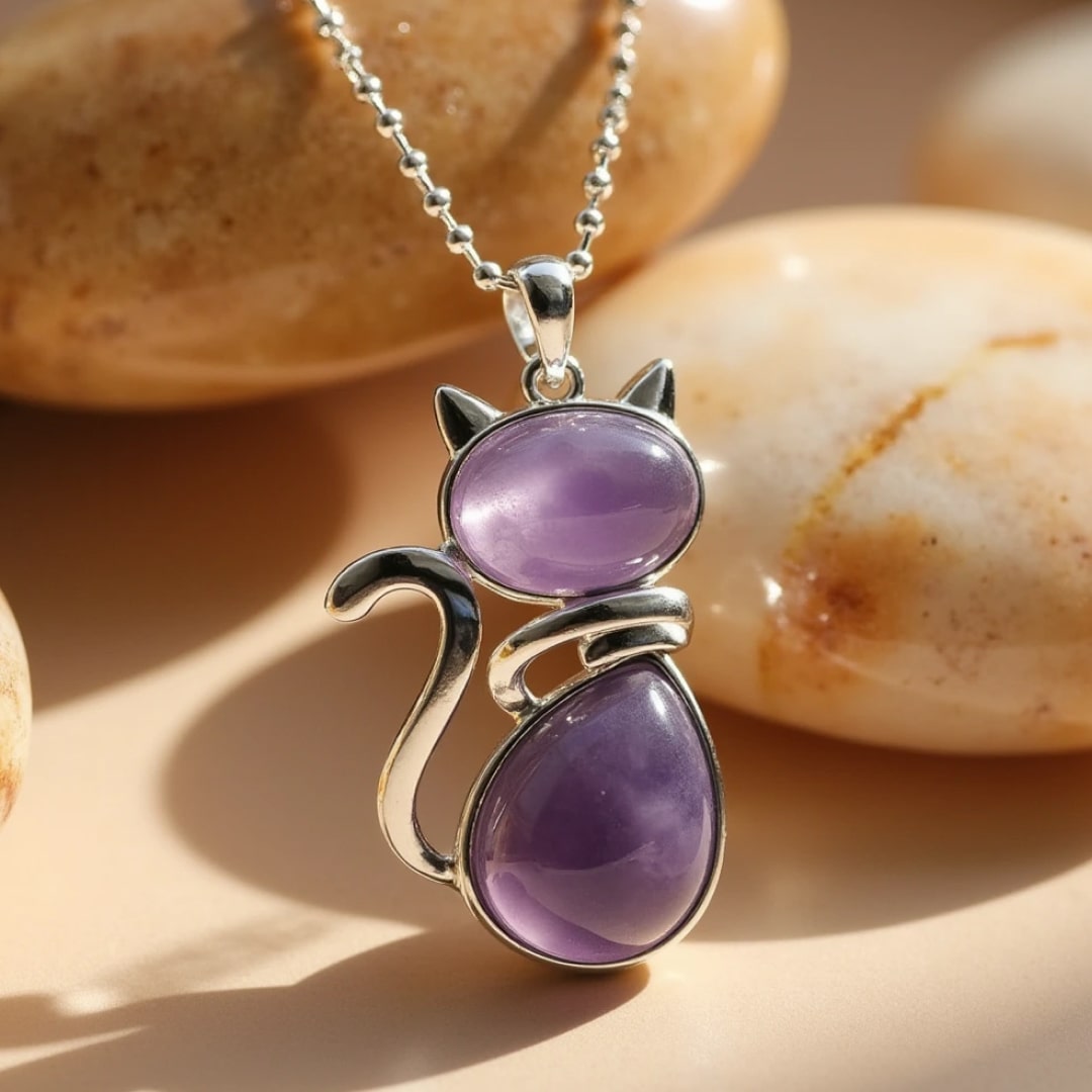 Féline™ | Pendentif Chat en Pierre Naturelle