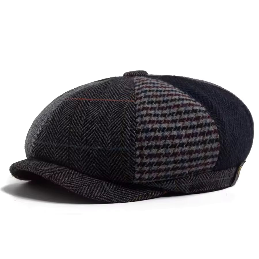 Casquette Plate en Patchwork de Laine Authentique