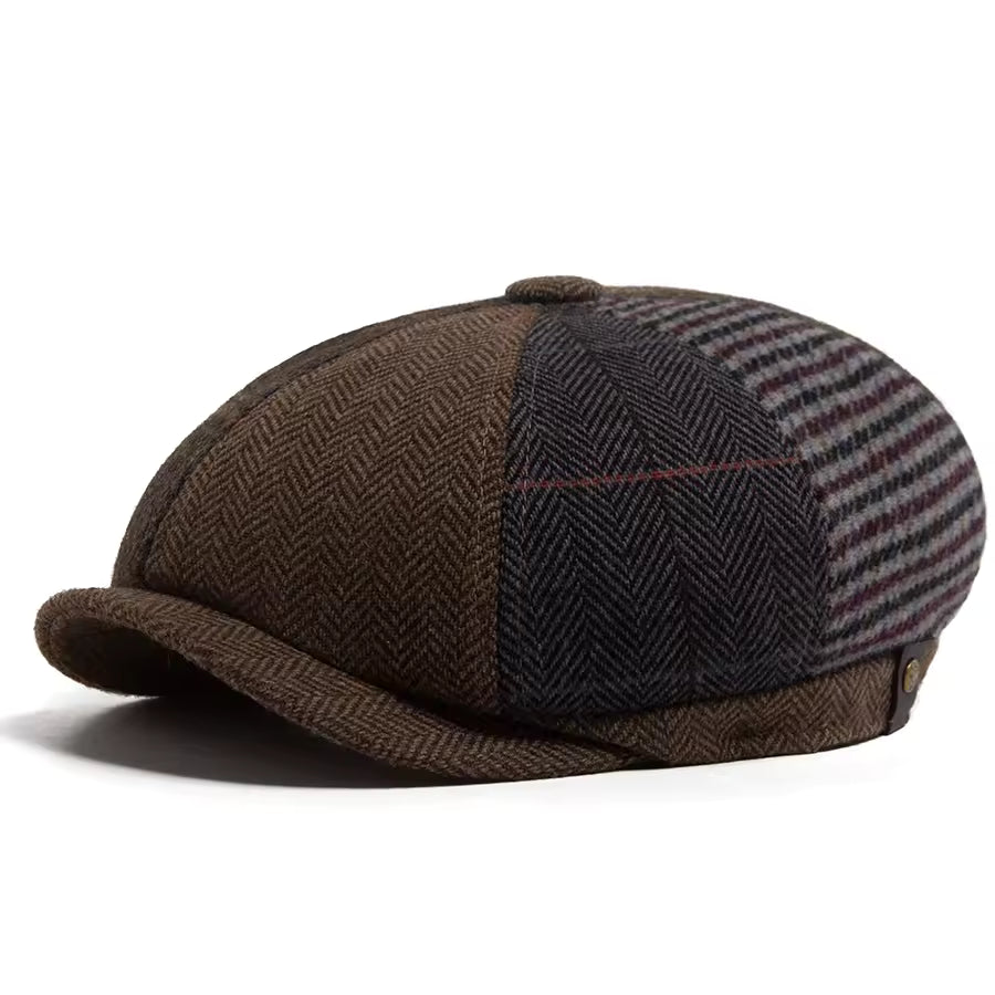 Casquette Plate en Patchwork de Laine Authentique