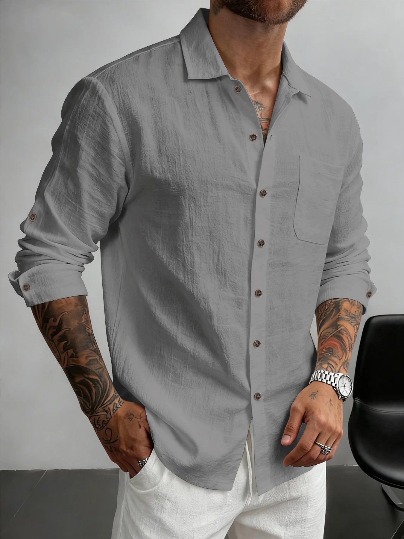 Phillippe™ | Chemise Homme Décontractée en Tissu Respirant