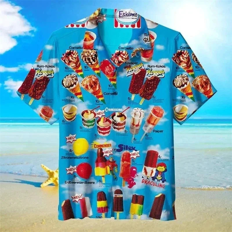 Jean™ | Chemise Hawaïenne d'Été à Imprimé Glaces Colorées
