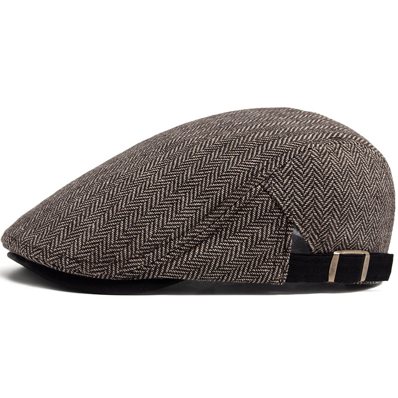 Casquette Plate en Laine à Chevrons