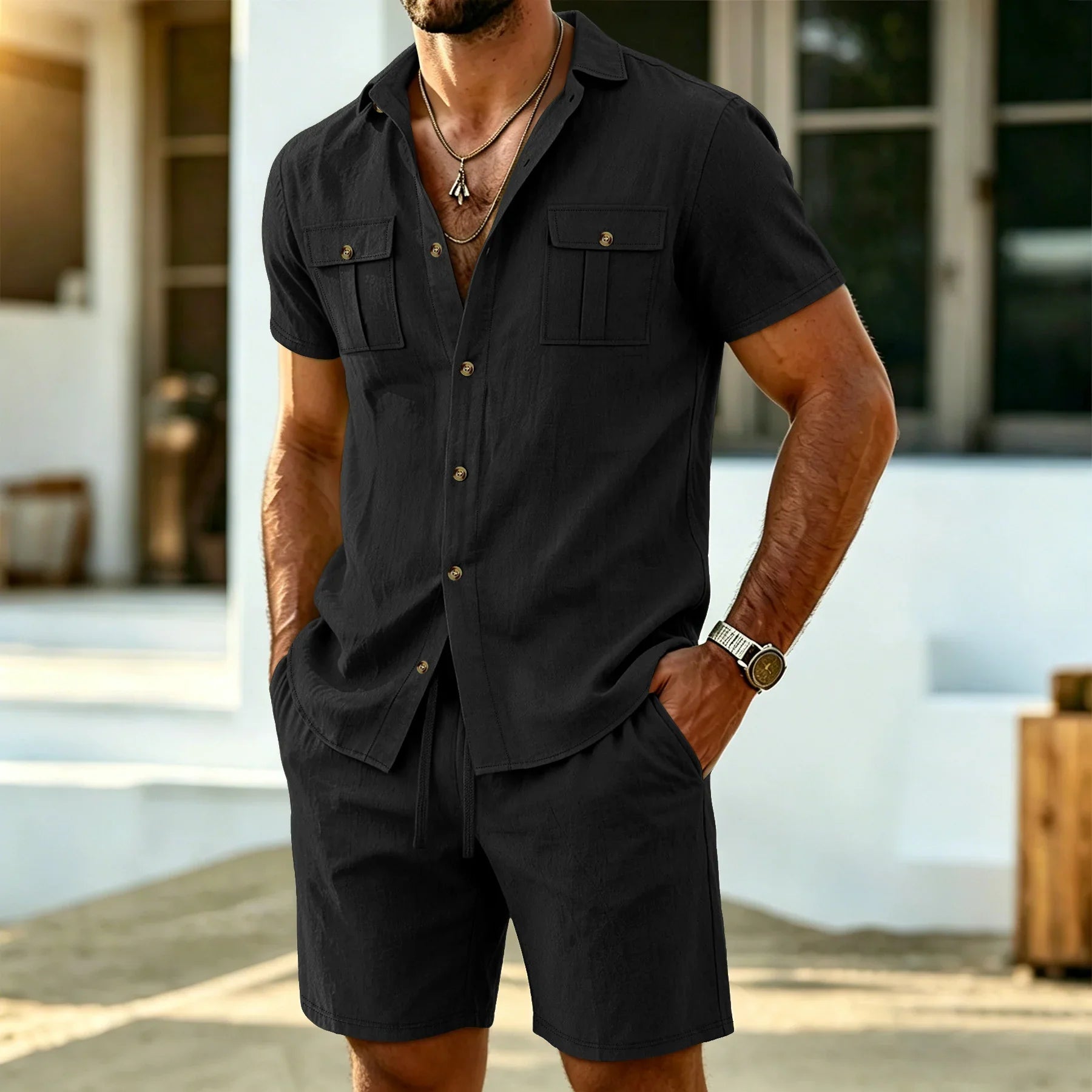 Jean et Marcel™ | Ensemble décontracté en lin pour homme, idéal par temps chaud.