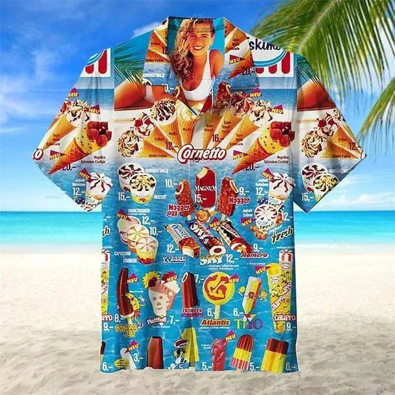 Jean™ | Chemise Hawaïenne d'Été à Imprimé Glaces Colorées