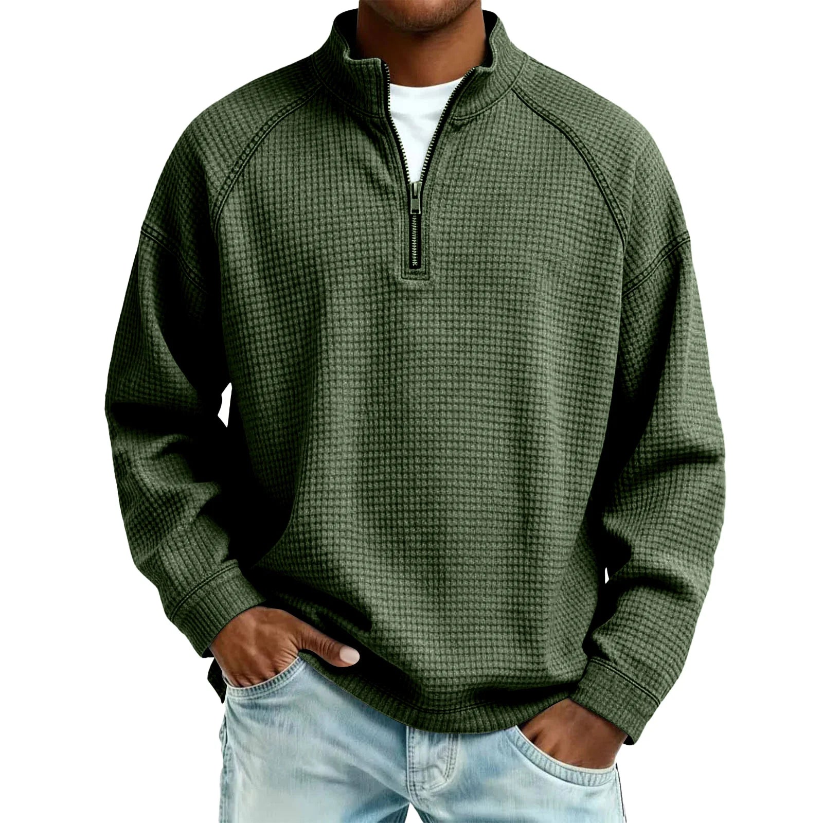 Fernand™ | Sweatshirt Homme Tricoté Gaufré avec Zip