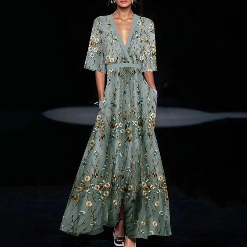 Amélie™ | Robe Élégante à Col V pour Femme