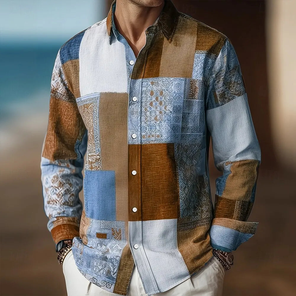 Jean et Marcel™ | Chemise Homme Vintage Patchwork à Manches Longues