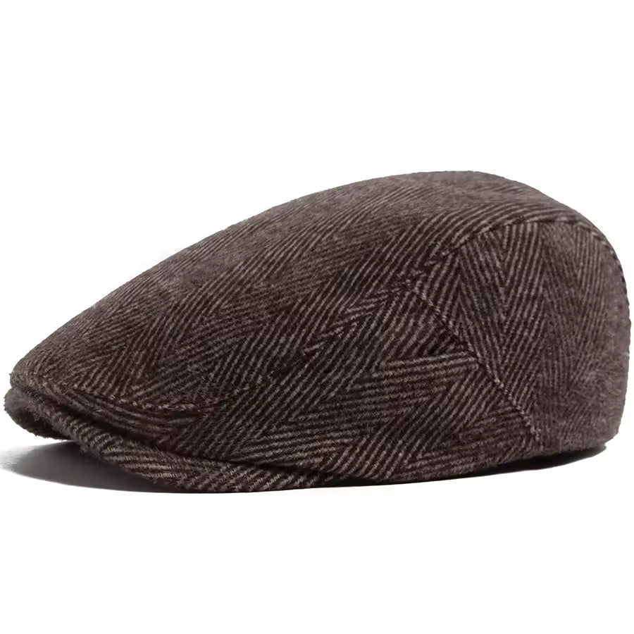 Casquette Plate en Laine à Chevrons Traditionnels