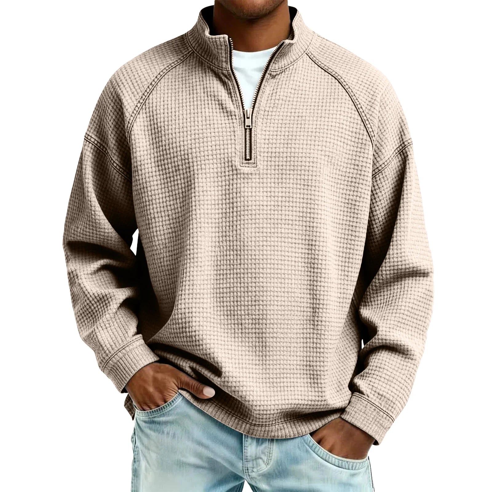 Fernand™ | Sweatshirt Homme Tricoté Gaufré avec Zip