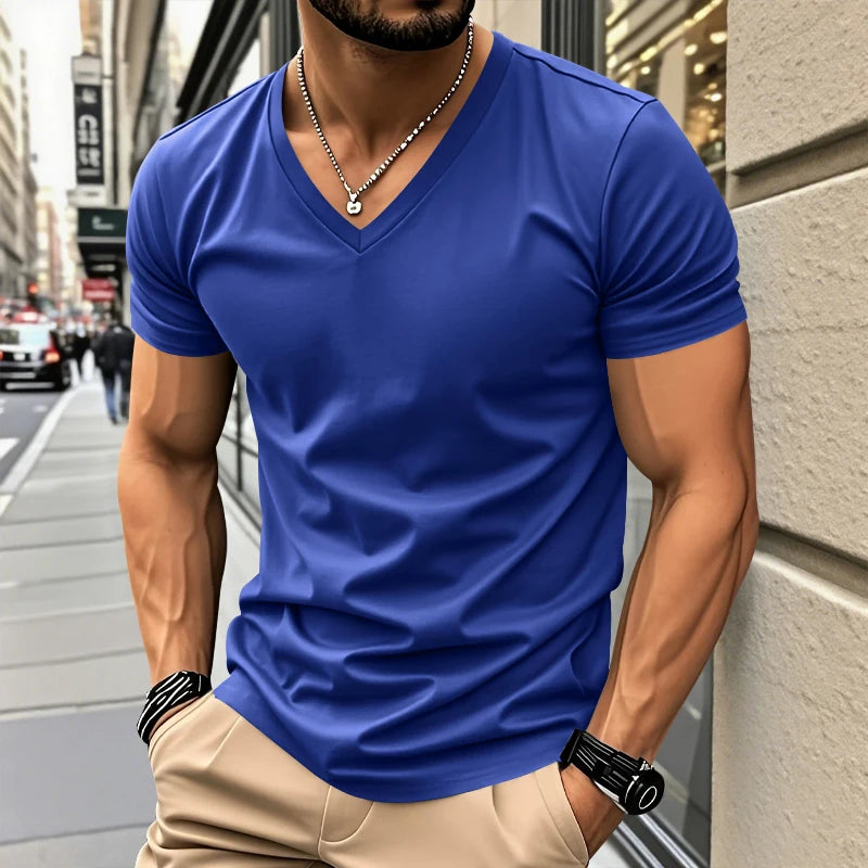 Jean™ | T-Shirt d'Été Moderne à Col V pour Homme
