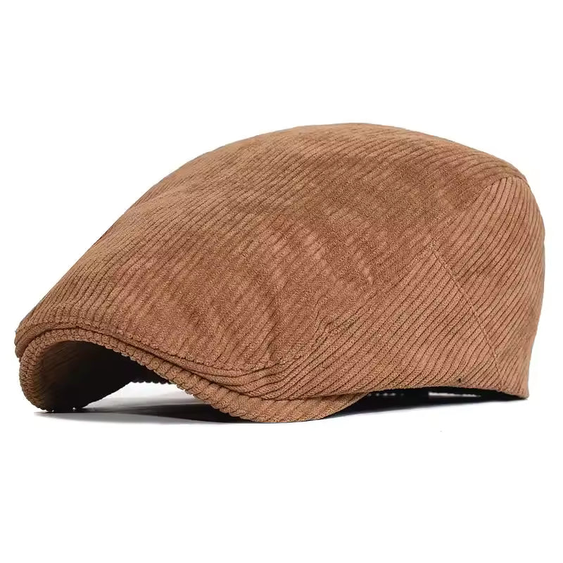 Casquette Plate en Velours Côtelé Épais