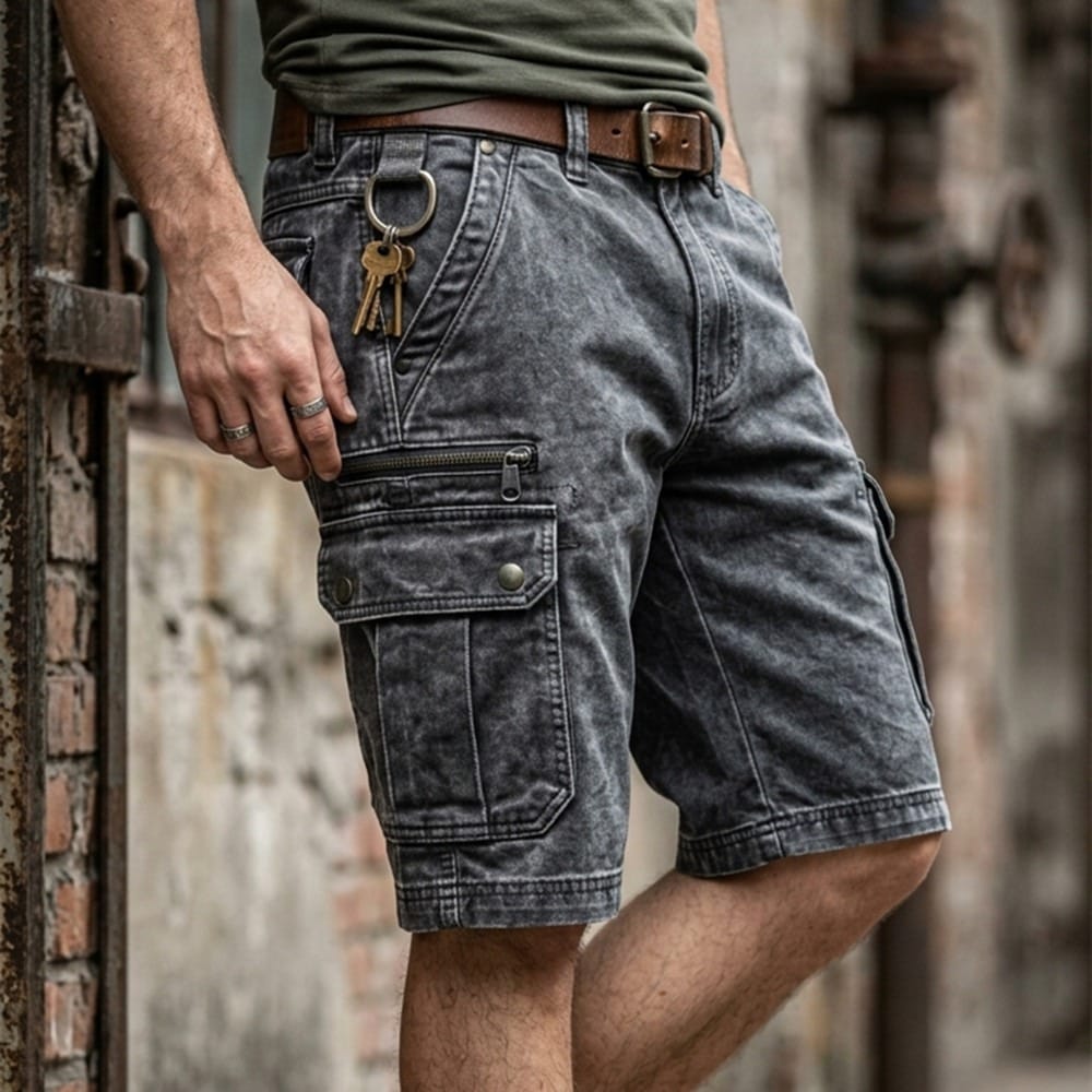 Short Cargo en Denim Fonctionnel