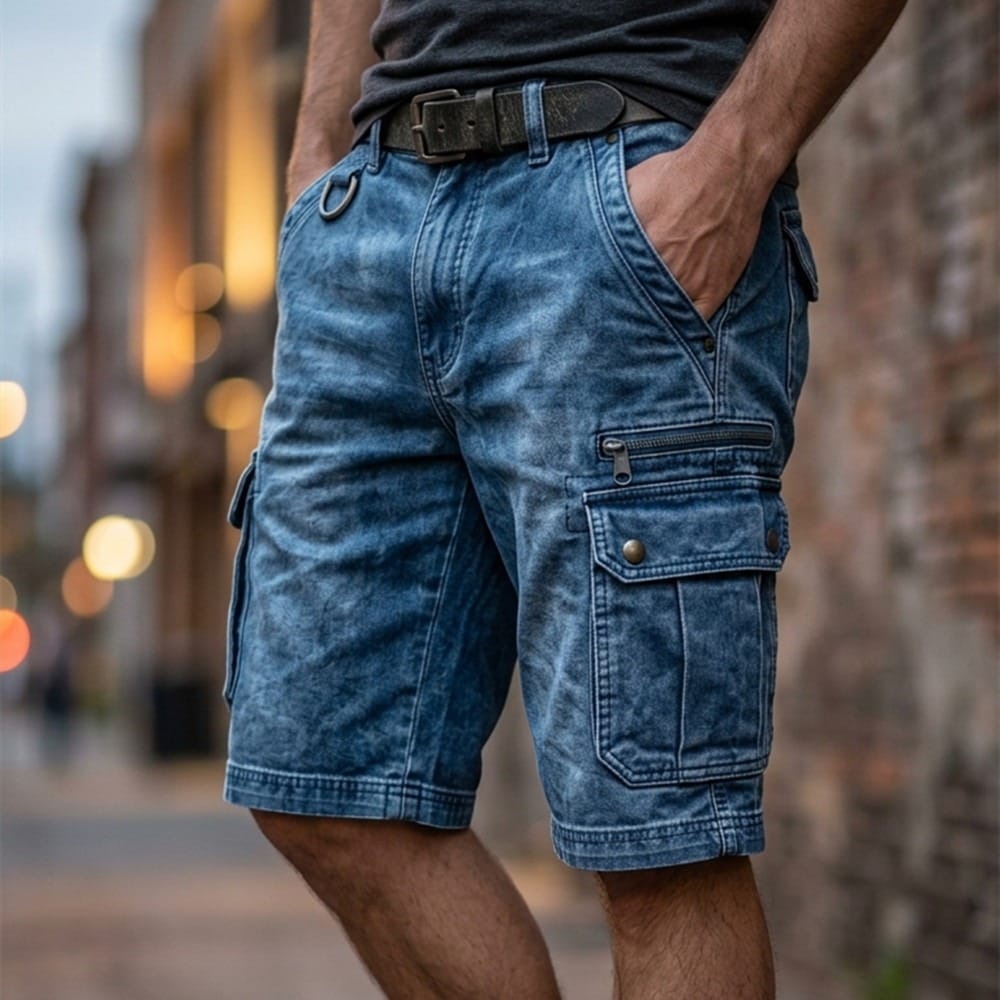 Short Cargo en Denim Fonctionnel